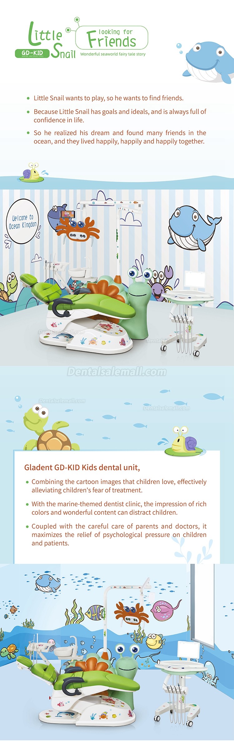 Gladent® GD-S800 Children Dental Chair Unit Electric Kids Dental Chair Dental Pediatric Treatment Unit
